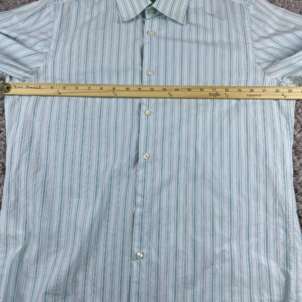Hugo Boss Dress Shirt Men's Size 42 16.5 Blue Striped Button Up Long Sleeve - Picture 10 of 13